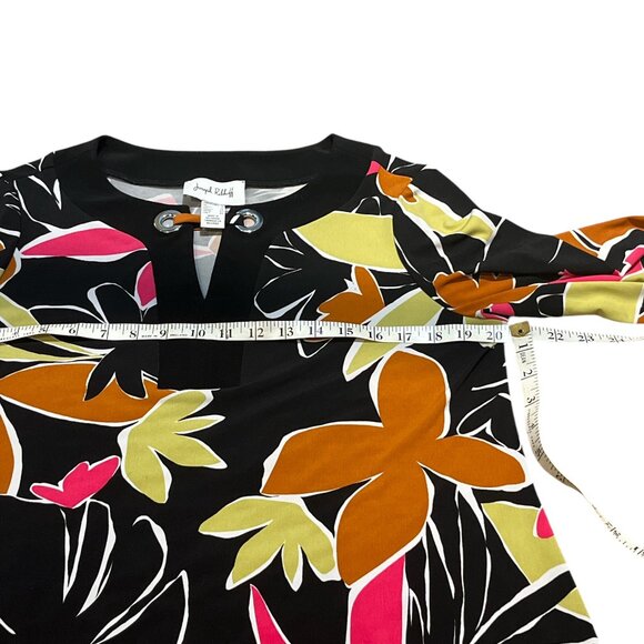 JOSEPH RIBKOFF 🇨🇦 Top Tunic Size 10 Pink Rust Green Leaves Flowers - Picture 7 of 9